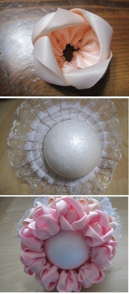 Нежный букет из атласных лент