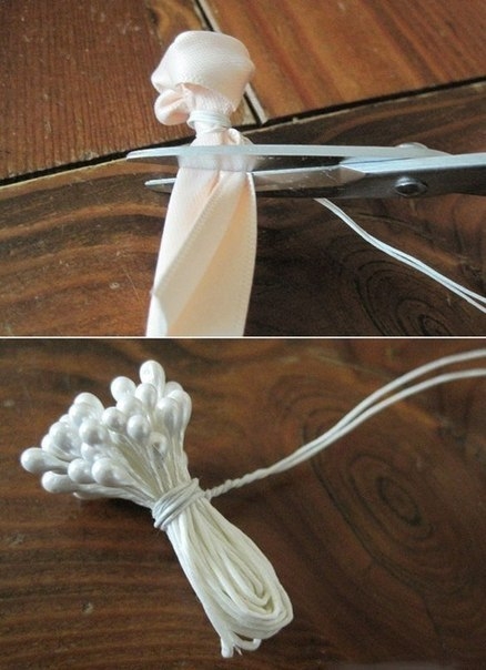 Нежный букет из атласных лент