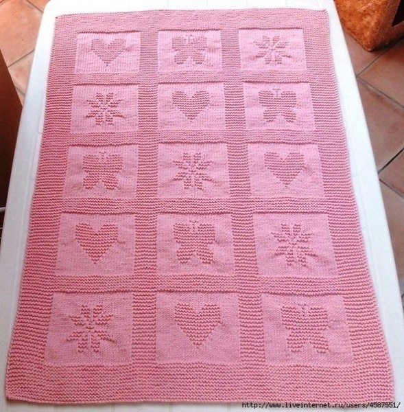 Вяжем спицами детский плед