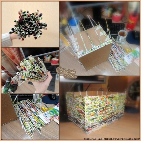 Коробочки-плетенки из газетных трубочек. Мастер-класс.