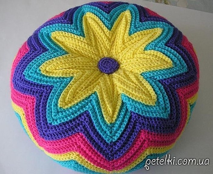 Декоративная подушка крючком.МК. Декоративная подушка крючком.МК.