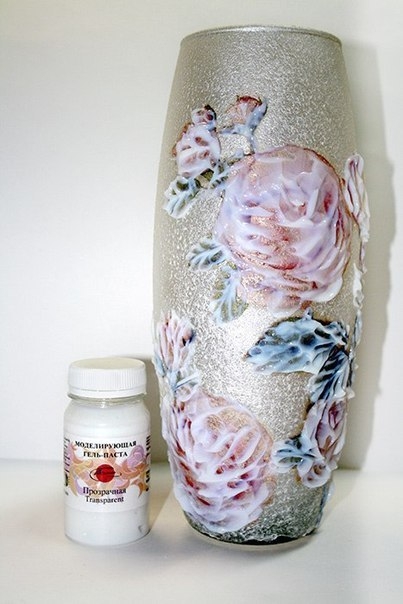 Ваза. Декупаж прозрачным моделирующим гелем