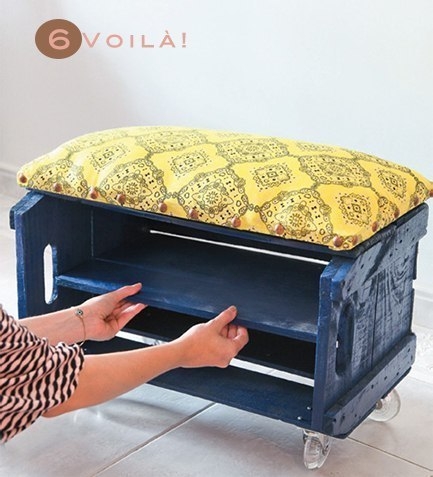 Как сделать подставку для обуви с пуфиком.