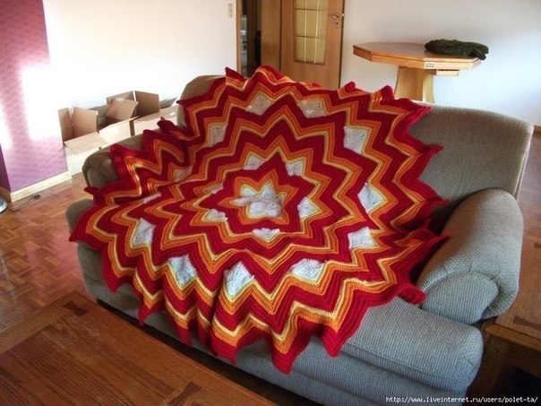 Афганская звезда. Покрывало-плед.