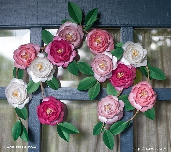 Камелия из бумаги шаблон Камелия из бумаги шаблон