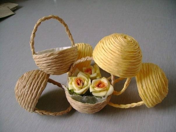 Маленькие корзиночки из шпагата Маленькие корзиночки из шпагата