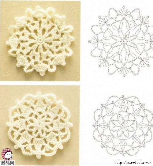 Снежинки крючком. Схемы