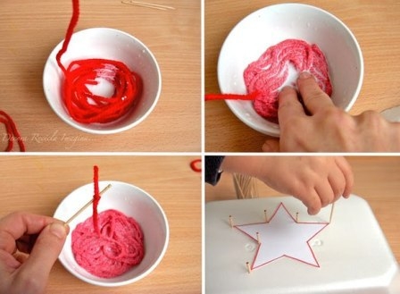 Елочные игрушки из ниток.