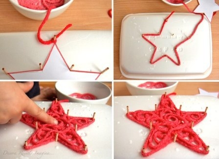 Елочные игрушки из ниток.