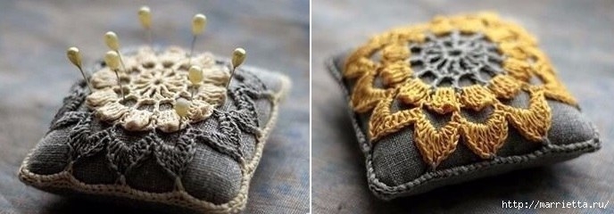 Подушечки саше с кружевом крючком. Схемы