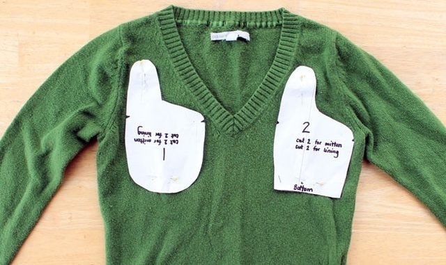 Тёплые рукавички из старых свитеров Тёплые рукавички из старых свитеров