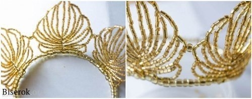 Золотая корона из бисера