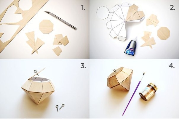 Елочные украшения в виде алмаза. Мастер-класс