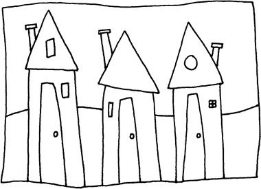 Новогоднюю елку можно украсить шитыми домиками.