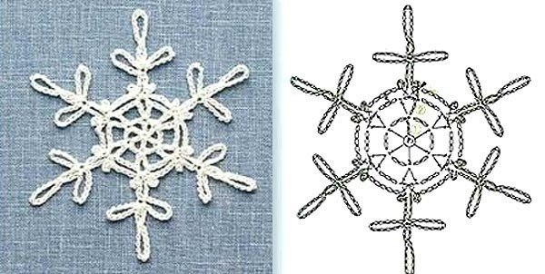 Вязаные снежинки. Схемы