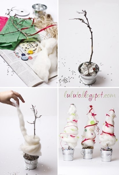 Елочки из ваты.