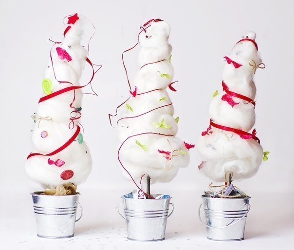 Елочки из ваты.