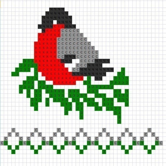 Снегири в орнаменте