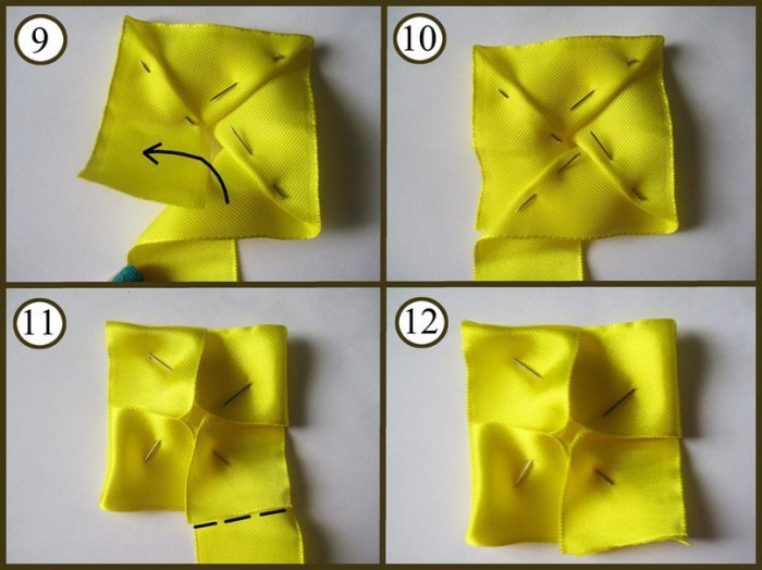 Роза из атласной ленты