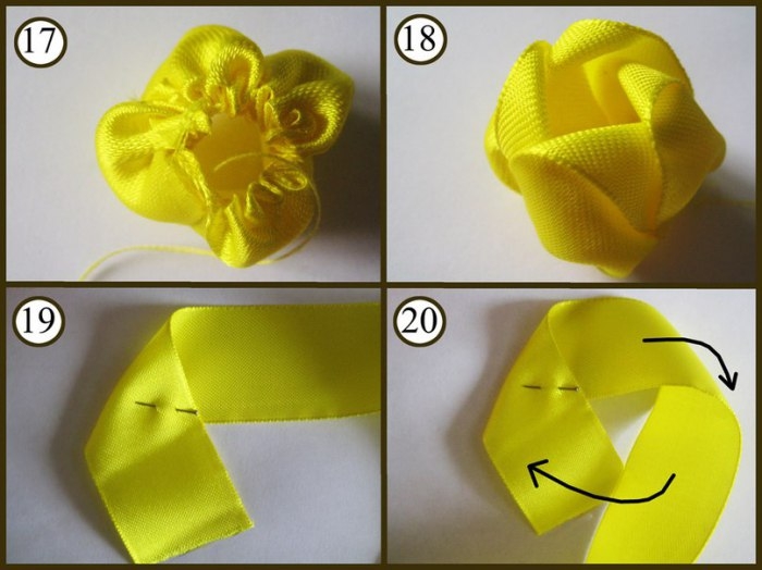 Роза из атласной ленты