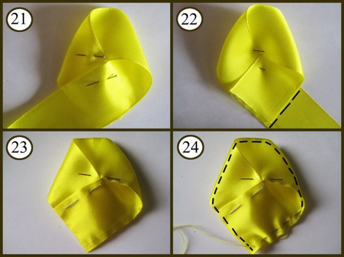 Роза из атласной ленты