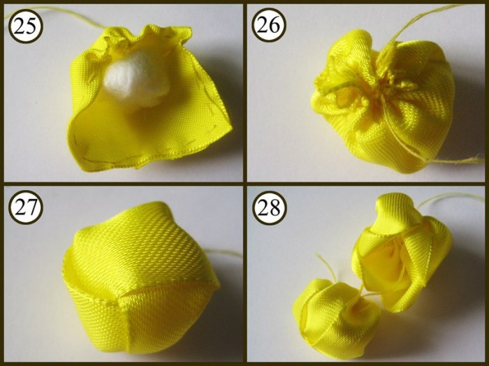 Роза из атласной ленты