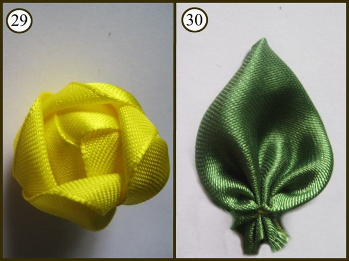 Роза из атласной ленты