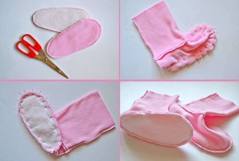 Шьем из флиса домашние сапожки-зайчиков