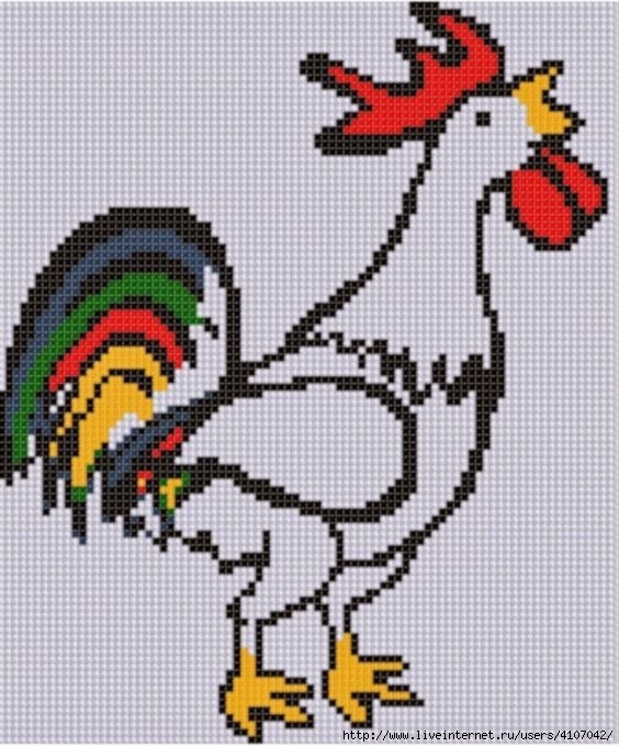 ПЕТУХИ. СХЕМЫ ДЛЯ ВЫШИВКИ И ВЯЗАНИЯ. ПОДБОРКА..