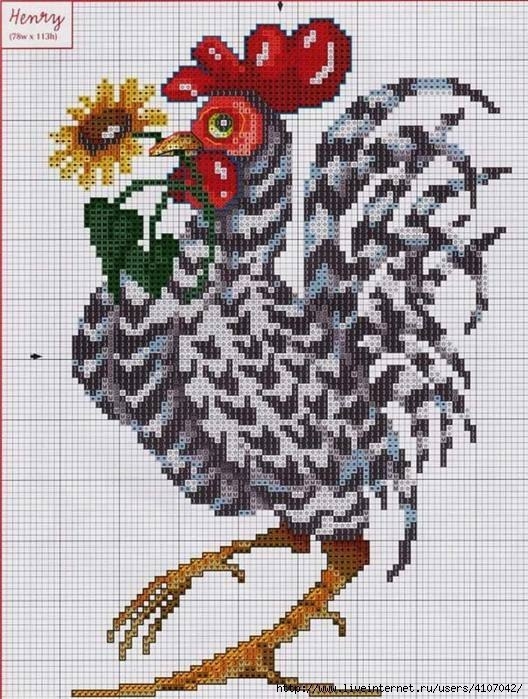 ПЕТУХИ. СХЕМЫ ДЛЯ ВЫШИВКИ И ВЯЗАНИЯ. ПОДБОРКА..