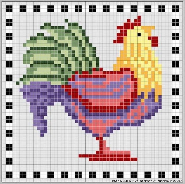 ПЕТУХИ. СХЕМЫ ДЛЯ ВЫШИВКИ И ВЯЗАНИЯ. ПОДБОРКА..