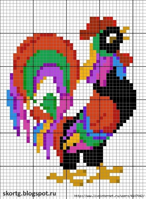 ПЕТУХИ. СХЕМЫ ДЛЯ ВЫШИВКИ И ВЯЗАНИЯ. ПОДБОРКА..