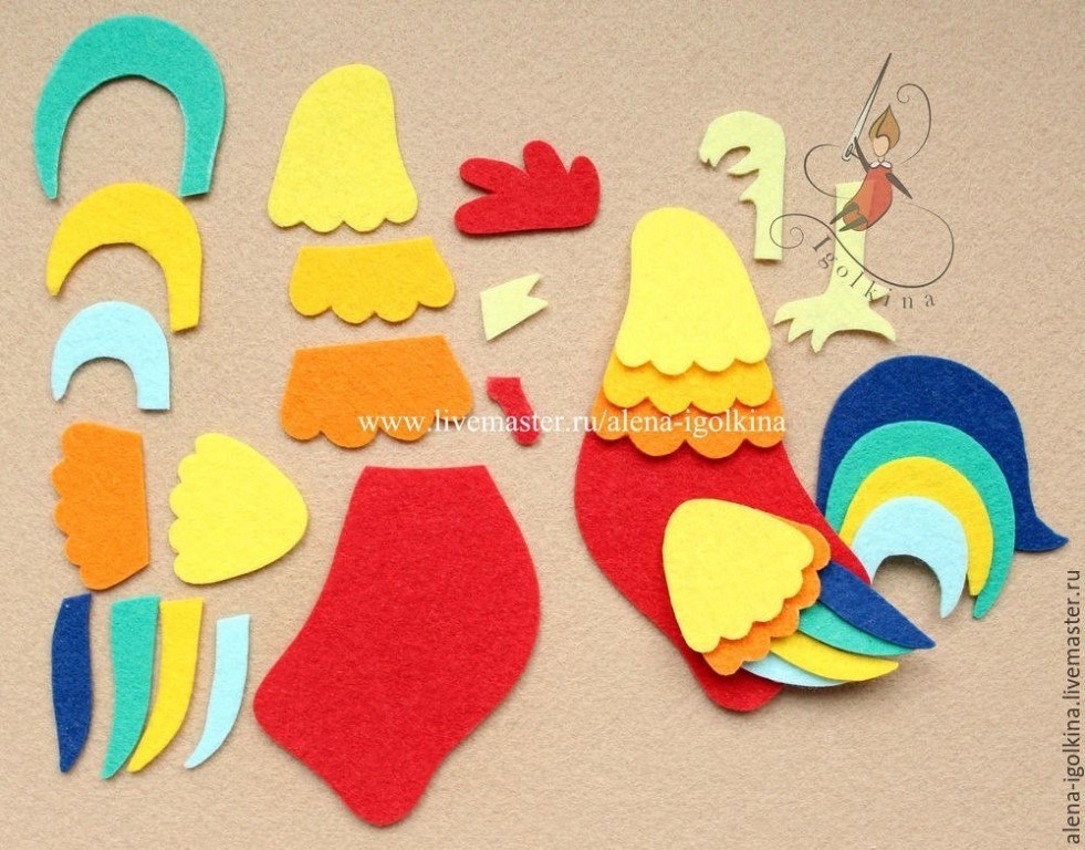 Шьем петуха из фетра