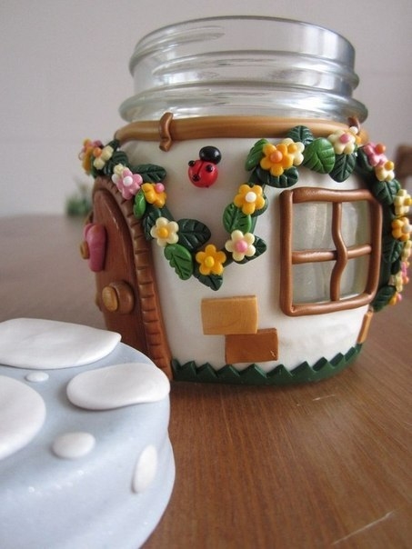 Декор банок полимерной глиной