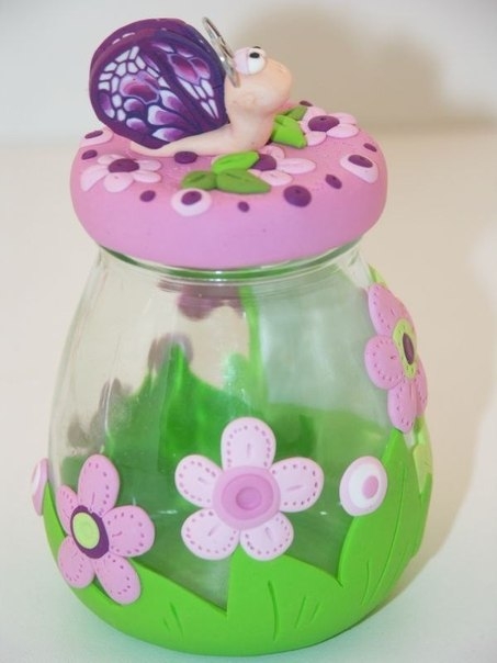 Декор банок полимерной глиной