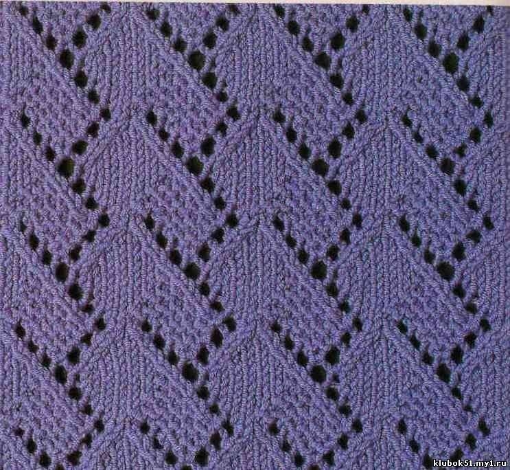 Ажурные узоры спицами.