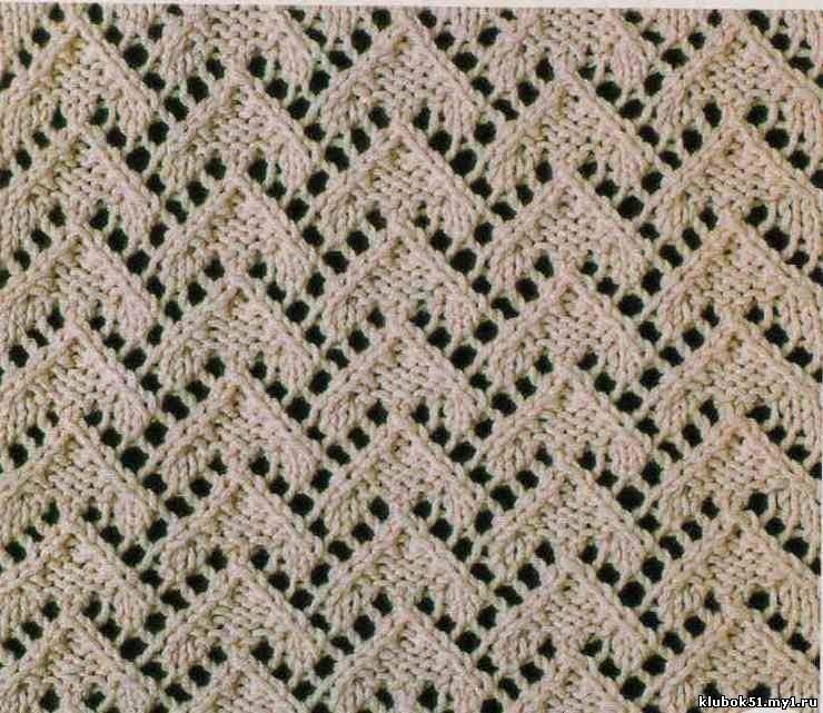 Ажурные узоры спицами.