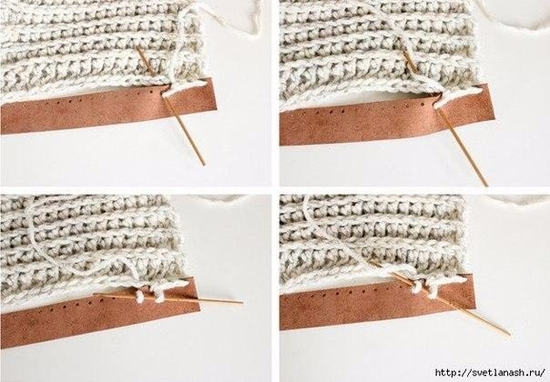 Шарф снуд с отделкой кожей и кнопками