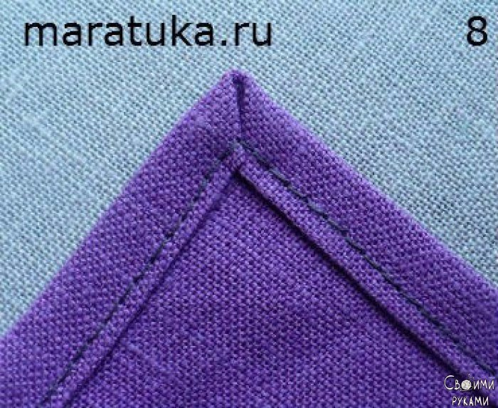 Обработка прямого угла срезов ткани