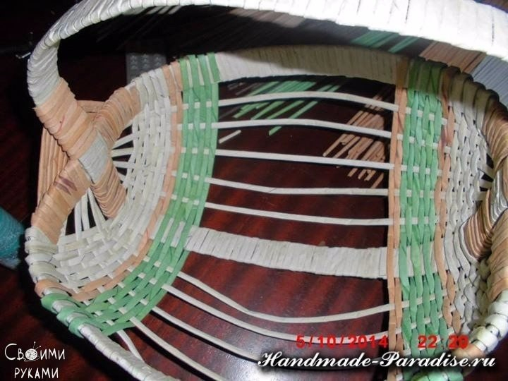 Плетем корзинку из газетных трубочек. Мастер-класс.