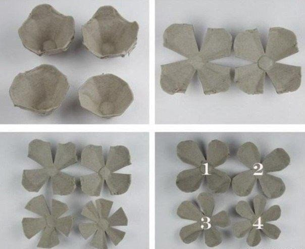 Розы из яичных лотков