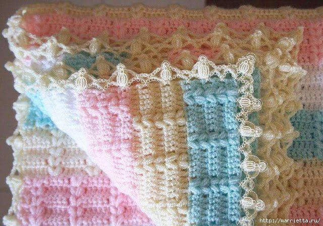 Детский плед узором с пышными столбиками