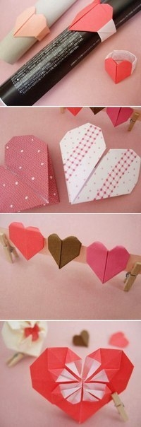 Сердечки оригами