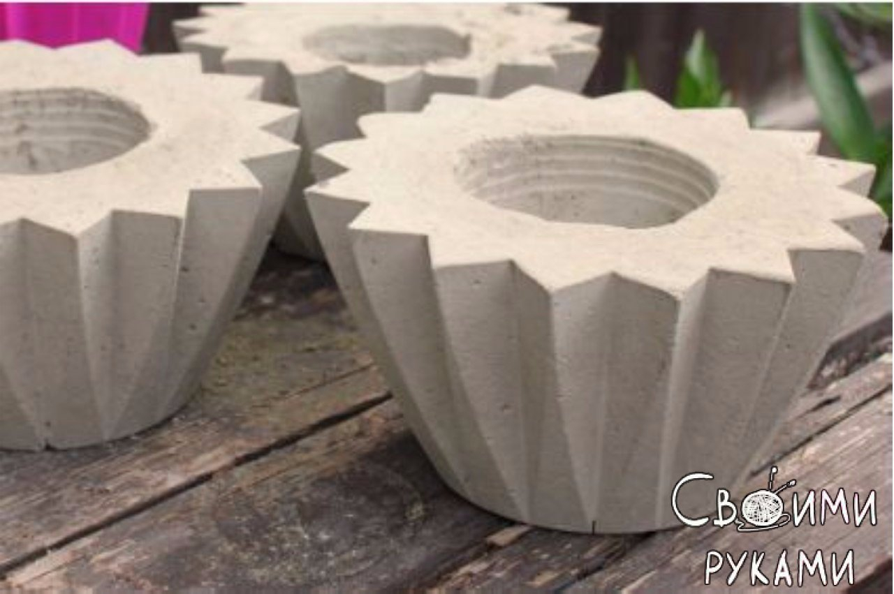 Самодельные горшки для цветов в силиконовых формах