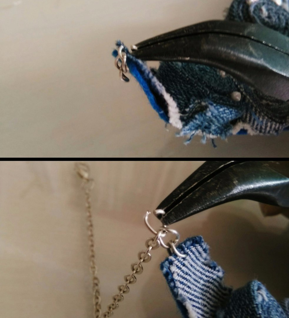 Идея для колье из лоскутков джинс Идея для колье из лоскутков джинс