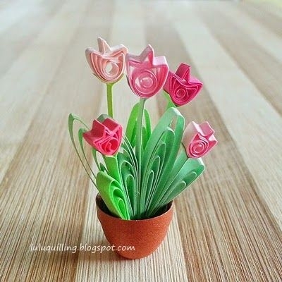 Тюльпаны в технике квиллинг