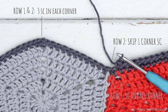 Разноцветный плед крючком шестиугольными мотивами