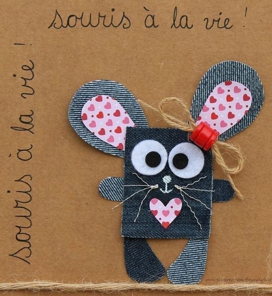 Открытки из обрезок ткани.