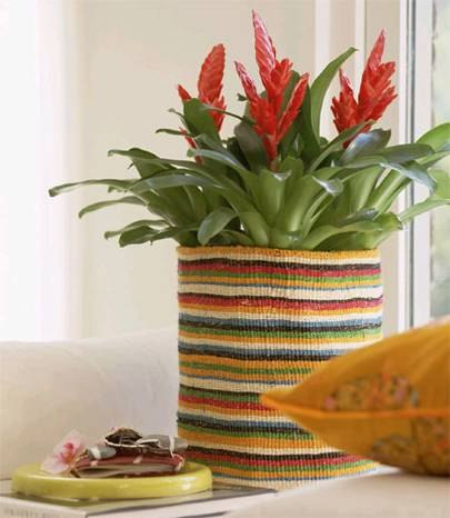 Декор цветочных горшков в интерьере