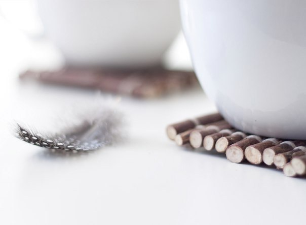 Эко-подставка под горячее из веток